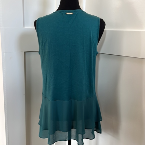 NWOT Michael Kors Women's Woven Mix Double Hem Teal Tank Top Blouse - Picture 5 of 8